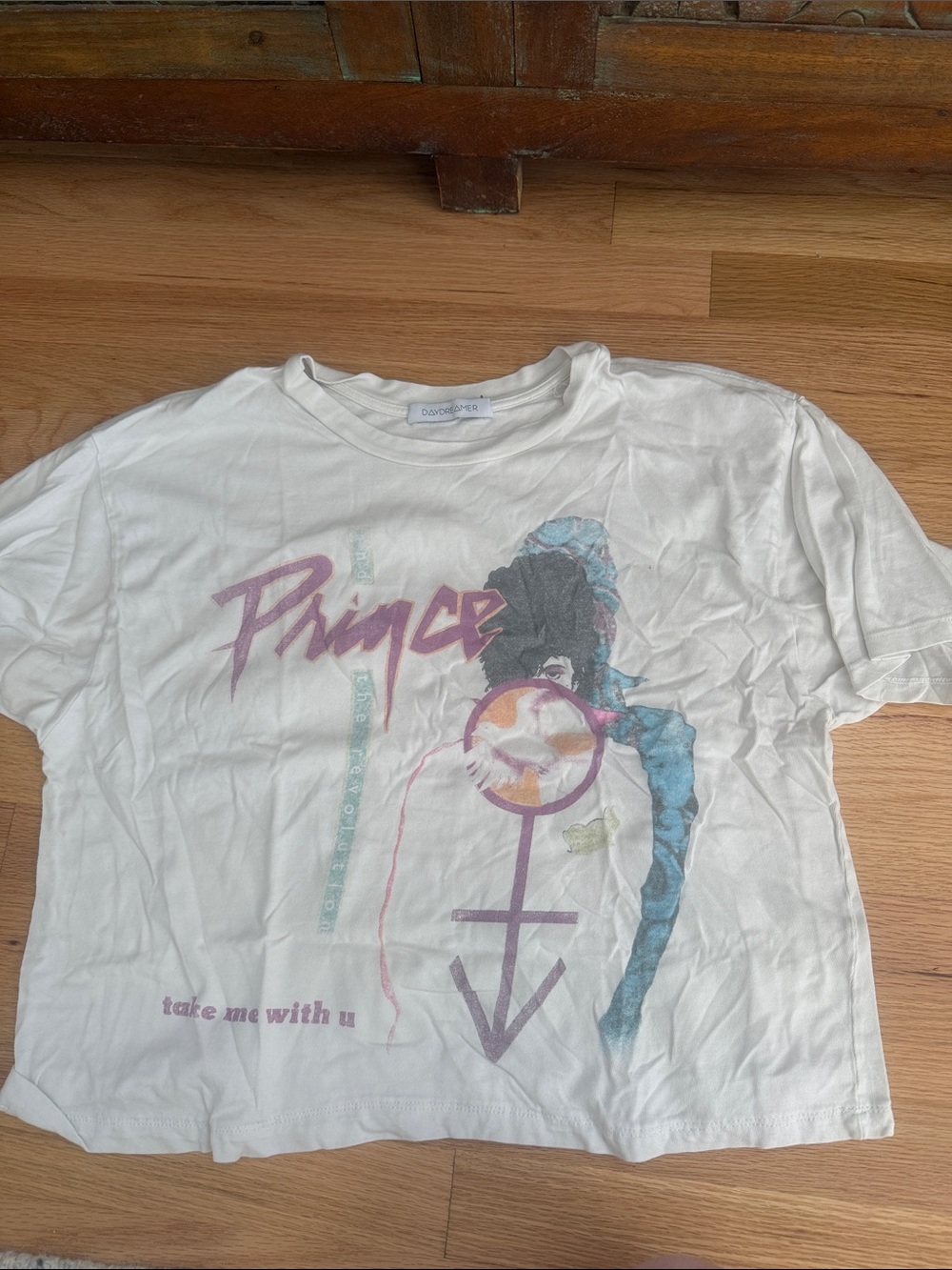 Daydreamer White Prince Graphic Tee with Purple & Blue Accents